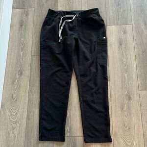 Figs Black Track Pants with White Drawstring